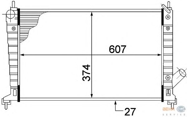 Радиатор, охлаждение двигателя HELLA 8MK 376 772-401