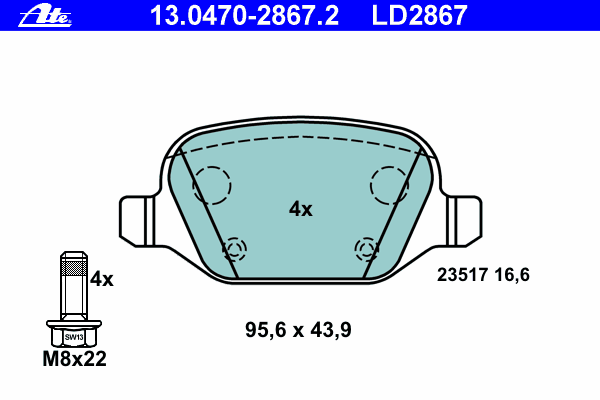 Тормозные колодки ATE 13.0470-2867.2 ATE Ceramic