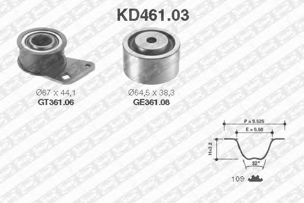 Комплект ремня ГРМ SNR KD461.03