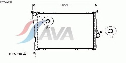 Радиатор, охлаждение двигателя AVA QUALITY COOLING BWA2278