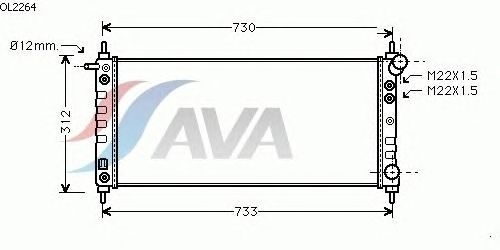 Радиатор, охлаждение двигателя AVA QUALITY COOLING OL2264