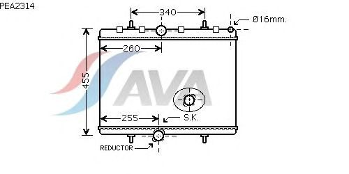 Радіатор, охолодження двигуна AVA QUALITY COOLING PEA2314