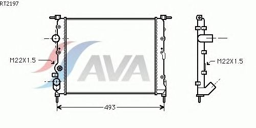 Радиатор, охлаждение двигателя AVA QUALITY COOLING RT2197