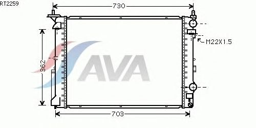 Радиатор, охлаждение двигателя AVA QUALITY COOLING RT2259