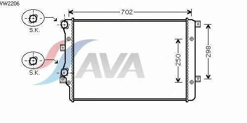 Радиатор, охлаждение двигателя AVA QUALITY COOLING VW2206