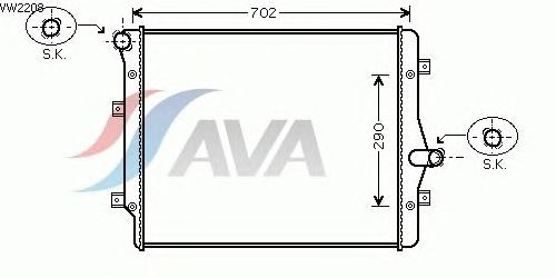 Радиатор, охлаждение двигателя AVA QUALITY COOLING VW2208