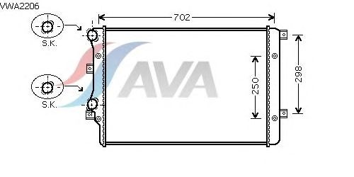 Радиатор, охлаждение двигателя AVA QUALITY COOLING VWA2206