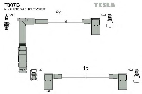 Комплект высоковольтных проводов TESLA T007B