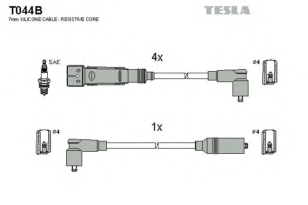 Комплект высоковольтных проводов TESLA T044B
