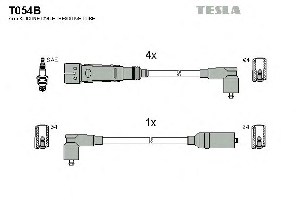 Комплект высоковольтных проводов TESLA T054B