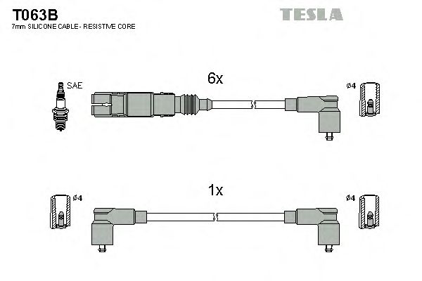 Комплект высоковольтных проводов TESLA T063B