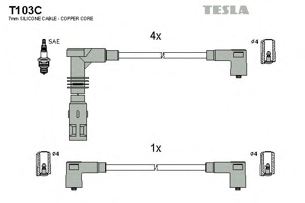 Комплект високовольтних проводів TESLA T103C