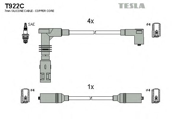 Комплект высоковольтных проводов TESLA T922C