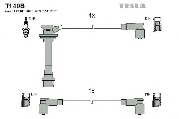 Комплект высоковольтных проводов TESLA T149B