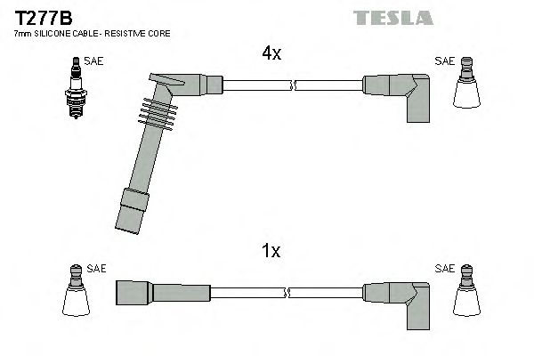 Комплект високовольтних проводів TESLA T277B