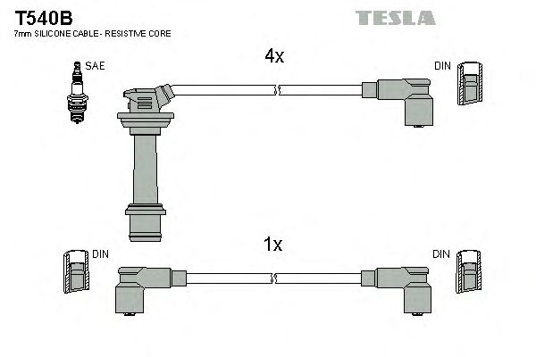 Комплект высоковольтных проводов TESLA T540B