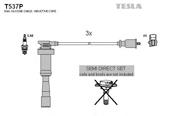 Комплект высоковольтных проводов TESLA T537P
