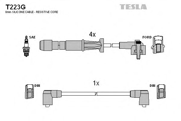 Комплект высоковольтных проводов TESLA T223G