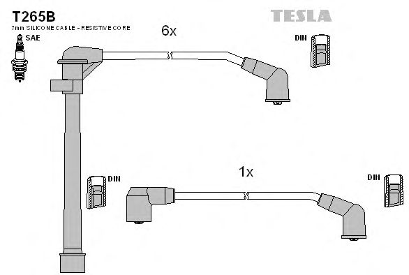 Комплект высоковольтных проводов TESLA T265B