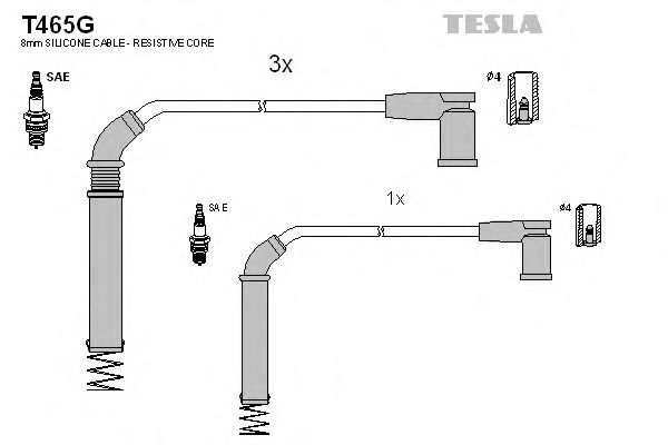 Комплект высоковольтных проводов TESLA T465G
