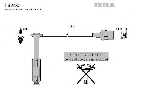 Комплект високовольтних проводів TESLA T624C