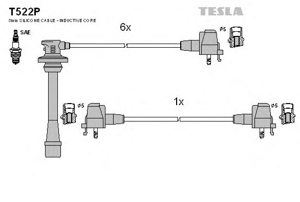 Комплект високовольтних проводів TESLA T522P