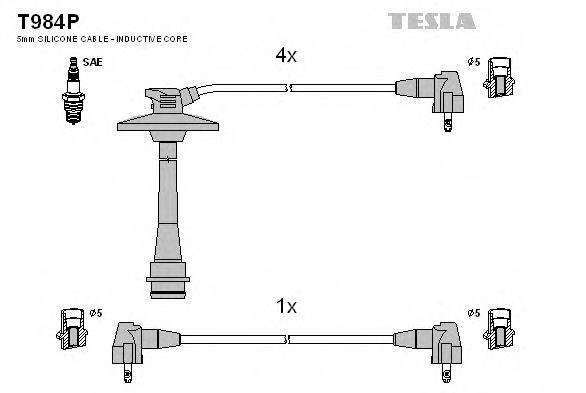 Комплект высоковольтных проводов TESLA T984P