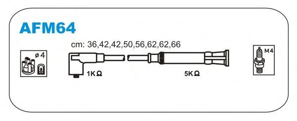 Комплект високовольтних проводів JANMOR AFM64