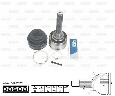 Комплект ШРУСов PASCAL G19002PC