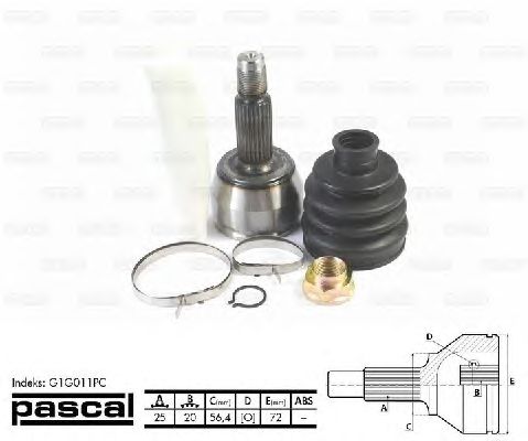 Комплект ШРУСов PASCAL G1G011PC