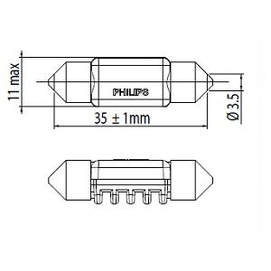 Лампа накаливания PHILIPS 128584000KX1 (указатель поворота, сигнал торможения, освещение номерного знака, задняя противотуманная фара, фара заднего хода, внутреннее освещение, фонарь установленный в двери, освещение багажника, подкапотная лампа, стояночны