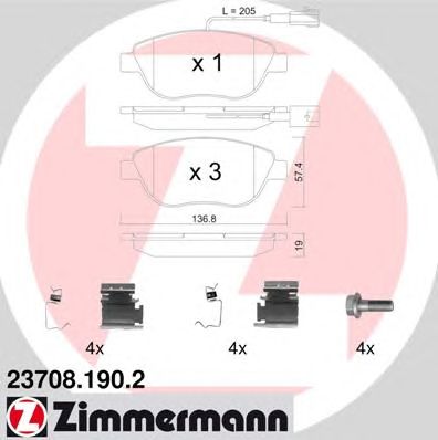 Тормозные колодки ZIMMERMANN 23708.190.2