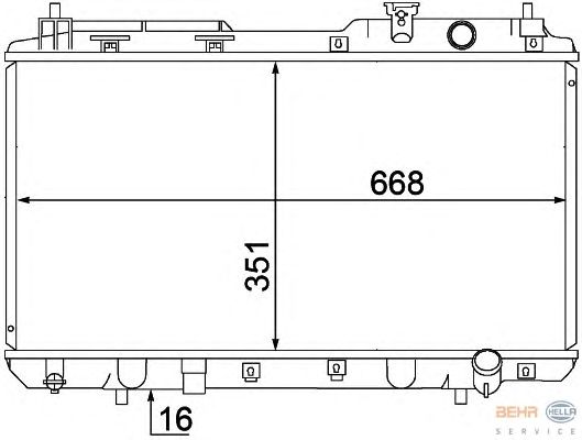 Радиатор, охлаждение двигателя HELLA 8MK 376 768-281