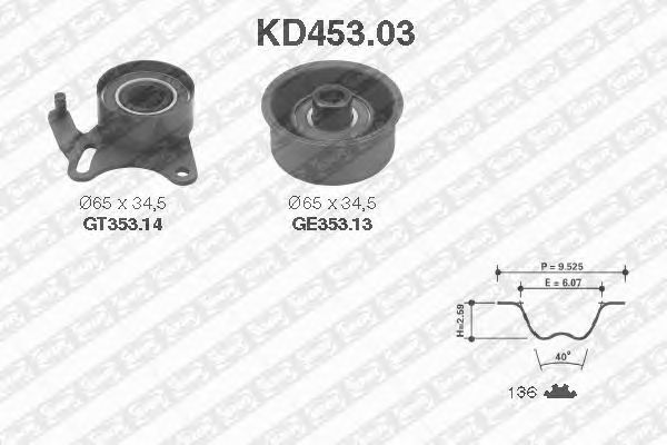 Комплект ремня ГРМ SNR KD453.03
