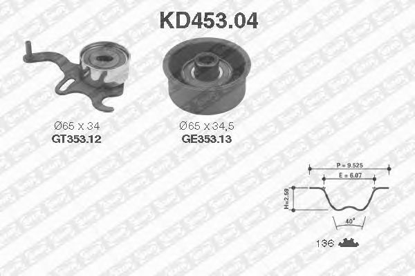 Комплект ремня ГРМ SNR KD453.04