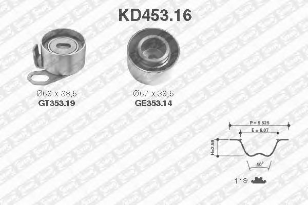 Комплект ремня ГРМ SNR KD453.16