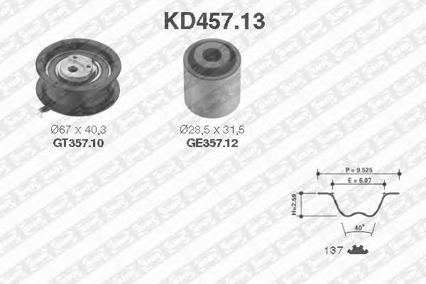 Комплект ремня ГРМ SNR KD457.13