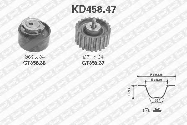 Комплект ремня ГРМ SNR KD458.47