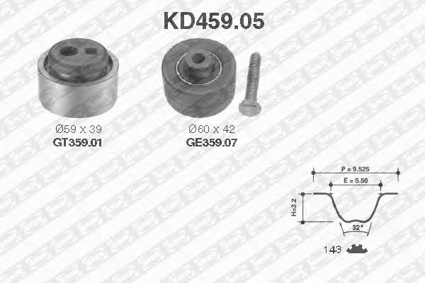 Комплект ременя ГРМ SNR KD459.05