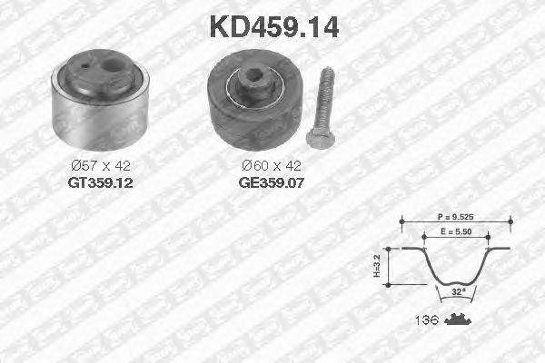 Комплект ремня ГРМ SNR KD459.14