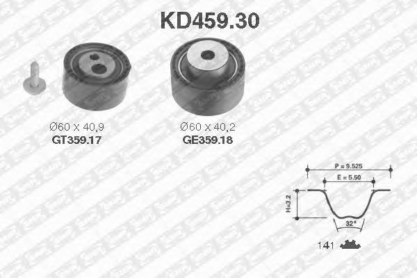Комплект ремня ГРМ SNR KD459.30