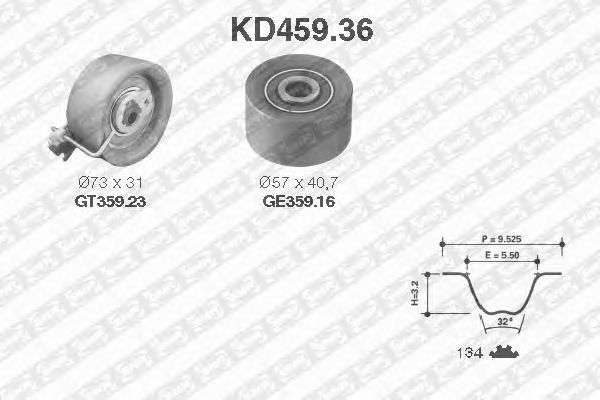 Комплект ремня ГРМ SNR KD459.36
