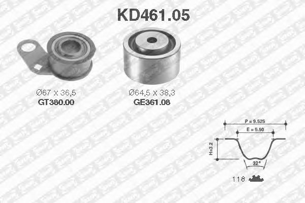 Комплект ремня ГРМ SNR KD461.05