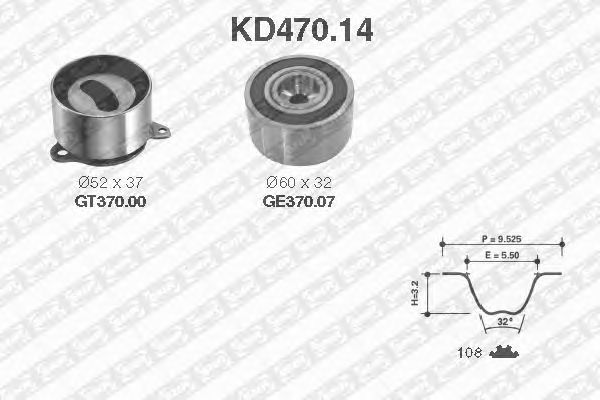 Комплект ремня ГРМ SNR KD470.14
