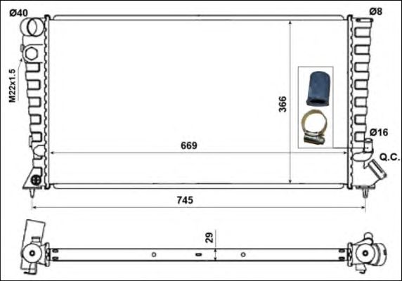 Радиатор, охлаждение двигателя NRF 58189