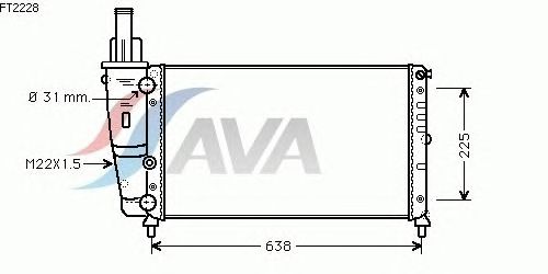 Радиатор, охлаждение двигателя AVA QUALITY COOLING FT2228