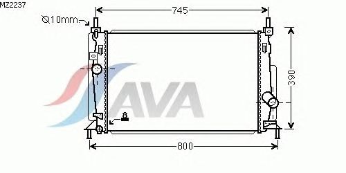 Радиатор, охлаждение двигателя AVA QUALITY COOLING MZ2237