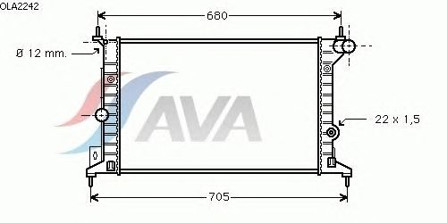 Радиатор, охлаждение двигателя AVA QUALITY COOLING OLA2242