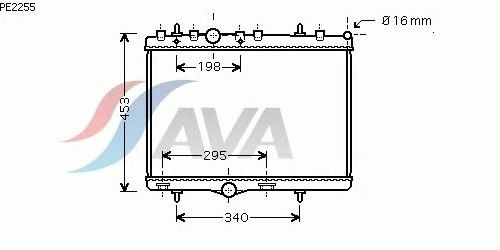 Радиатор, охлаждение двигателя AVA QUALITY COOLING PE2255