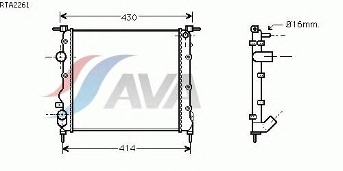 Радиатор, охлаждение двигателя AVA QUALITY COOLING RTA2261